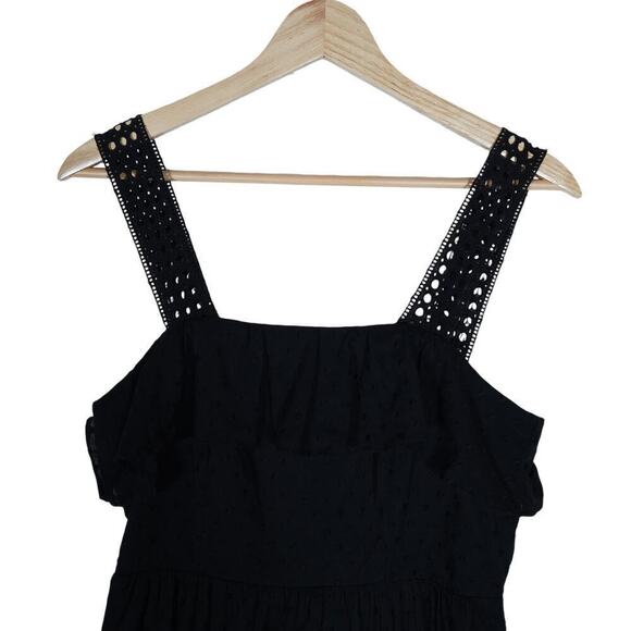 J. Crew Womens Dress 0 Black Midi Swiss Dot Ruffle Sleeveless A Line Flowy NWT - Picture 5 of 14